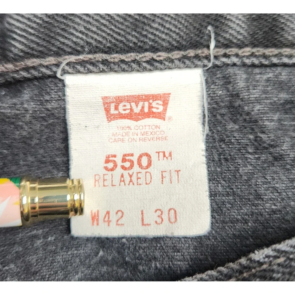 Vintage Y2K 90s Levis 550 Relaxed Fit Jeans 40x29 Faded Black Denim